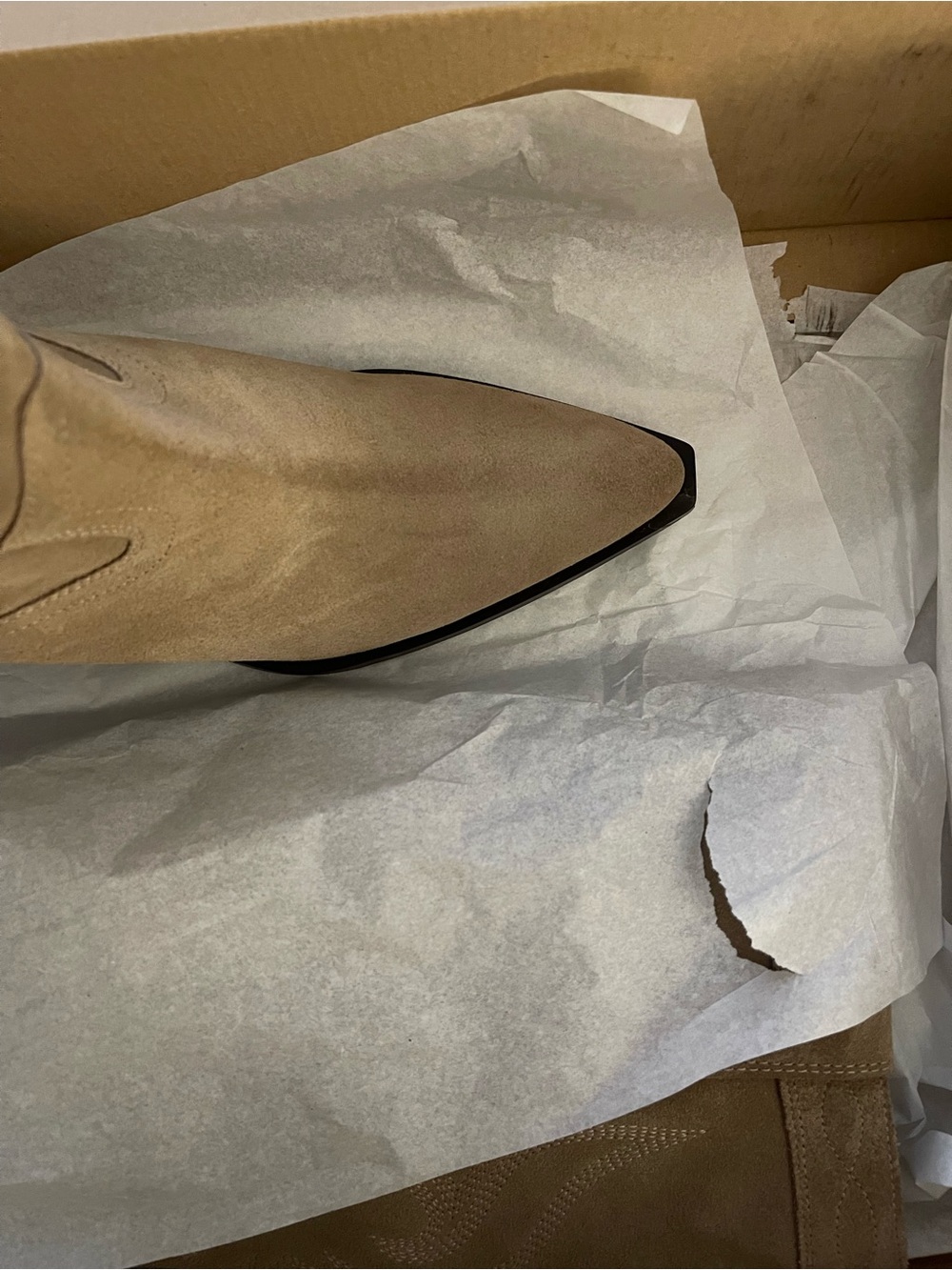 Zara Taupe Suede Knee-High Western Embroidered Boot - Picture 6 of 6